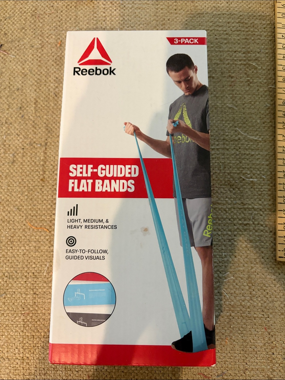 Reebock Brand NEW Self-Guided Flat Bands Light Med Heavy Resistance